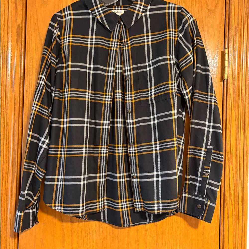 L.L. Bean Black and Yellow Plaid Shirt
